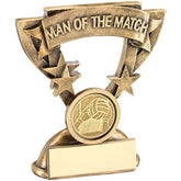 BRZ/GOLD MAN OF THE MATCH MINI CUP WITH GAELIC FOOTBALL INSERT AND PLATE - 3.75"